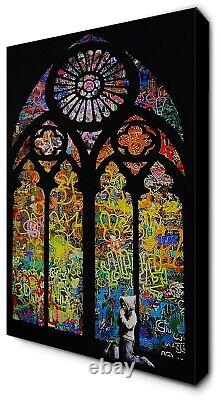 Banksy Prayer Church Window Stained Glass Cool Painting Canvas Print Wall Art