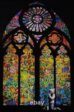 Banksy Prayer Church Window Stained Glass Cool Painting Canvas Print Wall Art