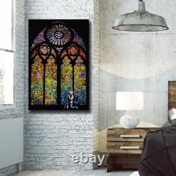 Banksy Prayer Church Window Stained Glass Cool Painting Canvas Print Wall Art