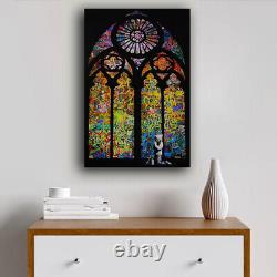 Banksy Prayer Church Window Stained Glass Cool Painting Canvas Print Wall Art