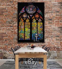 Banksy Prayer Church Window Stained Glass Cool Painting Canvas Print Wall Art