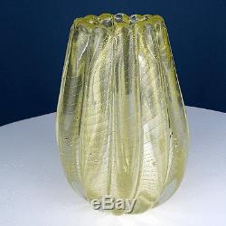 Barovier & Toso Cordonato d' Oro Vase gold leaf art glass Murano, Italy 1950s