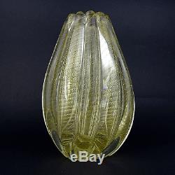 Barovier & Toso Cordonato d' Oro Vase gold leaf art glass Murano, Italy 1950s