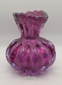Barovier & Toso Murano Italy Large Bullicante Cased Glass Vase Italy 1930s-1950s
