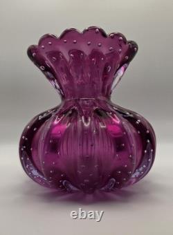Barovier & Toso Murano Italy Large Bullicante Cased Glass Vase Italy 1930s-1950s