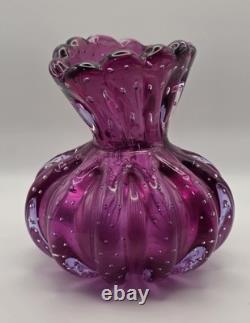 Barovier & Toso Murano Italy Large Bullicante Cased Glass Vase Italy 1930s-1950s