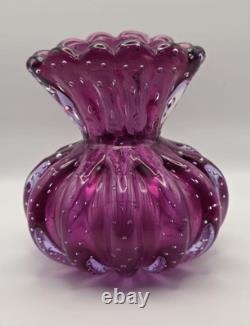 Barovier & Toso Murano Italy Large Bullicante Cased Glass Vase Italy 1930s-1950s