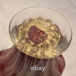 Barovier & Toso Murano Vintage Art Glass Vase Cordonato D'Oro Gold Leaf Italy
