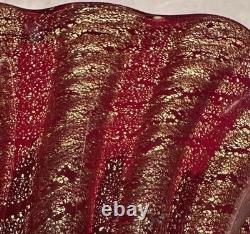 Barovier & Toso Murano Vintage Art Glass Vase Cordonato D'Oro Gold Leaf Italy