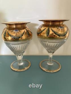 Beautiful Antique Bohemian Trumpet Vases
