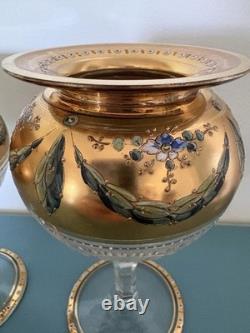 Beautiful Antique Bohemian Trumpet Vases