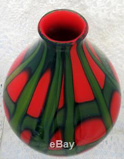 Beautiful Art Deco Kralik Czech Tango Pattern Ball Shaped Art Glass Vase 1920's