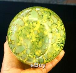 Beautiful Large Vintage Lime Green Art Glass Vase