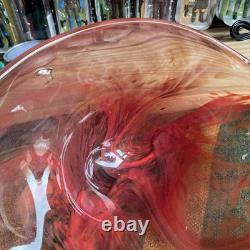 Beautiful Large Vintage Murano Style Red Art Glass Bowl C1960. Signed, bargain