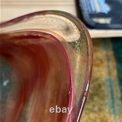 Beautiful Large Vintage Murano Style Red Art Glass Bowl C1960. Signed, bargain