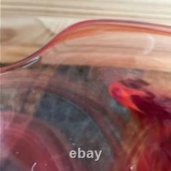 Beautiful Large Vintage Murano Style Red Art Glass Bowl C1960. Signed, bargain