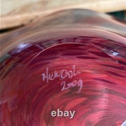 Beautiful Large Vintage Murano Style Red Art Glass Bowl C1960. Signed, bargain