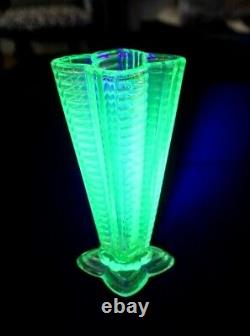 Beautiful Uranium Glass Art Deco Vase
