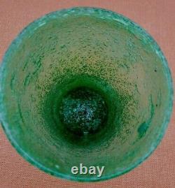 Beautiful Vase cup Vintage Art Glass Murano Emerald Green Bubble Pulegoso Scarpa