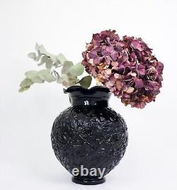 Black Glass Vase Edvin Ollers Elme Glassworks, Sweden 1930s