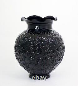 Black Glass Vase Edvin Ollers Elme Glassworks, Sweden 1930s