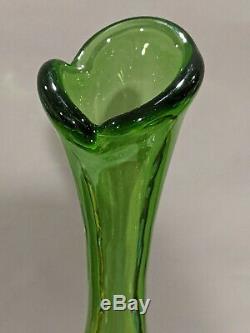 Blenko 23 Tall Green Myers Art Glass MCM Bottle Floor Vase Decanter Excellent