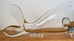 Blenko 971L 21inch Clear Glass 1950s Iconic Whale Fish Art Glass Vase