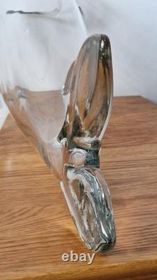 Blenko 971L 21inch Clear Glass 1950s Iconic Whale Fish Art Glass Vase