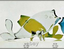 Blenko 971L 21inch Clear Glass 1950s Iconic Whale Fish Art Glass Vase