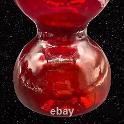Blenko Red UV Glows Uranium Vase Art Glass Vintage 6T 5.5W