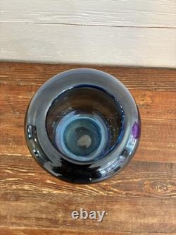 Blenko Shiny glass pill vase. Handblown