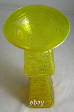 Blenko Wayne Husted Yellow Textured Art Glass Vase Mid Century Modern 12 1/2