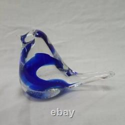 Blue Glass Bird Set Blue Bird Clear glass cobalt blue Stem Vases Decor Set 3