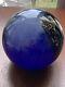 Blue Glass Sphere Ball Signed Art Glassmaker Ball Glass Retro Design Fixture