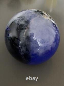 Blue Glass Sphere Ball Signed Art Glassmaker Ball Glass Retro Design Fixture