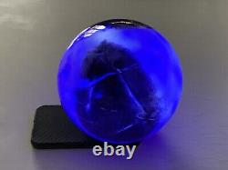 Blue Glass Sphere Ball Signed Art Glassmaker Ball Glass Retro Design Fixture