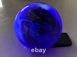 Blue Glass Sphere Ball Signed Art Glassmaker Ball Glass Retro Design Fixture