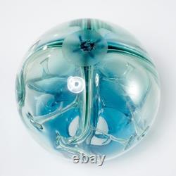 Blue Green Modern Art Glass Vase Signed Paul Manners 6.5h Vintage MCM Vintage