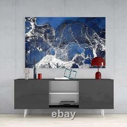 Blue and White Abstract Classic Glass Wall Art