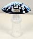 Bo Borgstrom Blown Glass Mushroom 4.3 Inch Blue Cap With Clear Stem Aseda Sweden