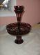 Bohemian 2 Pc Red Crystal Art Glass Centerpiece Bowl Vase Epergne Nice