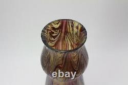 Bohemian Art Glass Vase Kralik Peloton Glass Antique Circa 1900