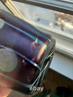 Bohemian Loetz Streifen und Flecken Iridescent Art Glass Vase Koloman Moser READ