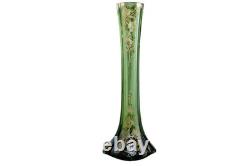 C1900 Green Moser gold enamel art glass vase