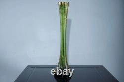 C1900 Green Moser gold enamel art glass vase