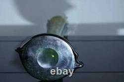 C1900 Green Moser gold enamel art glass vase