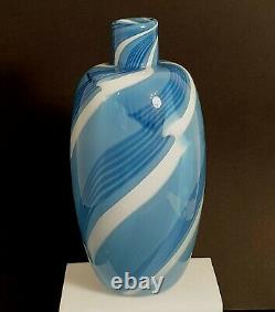 CHARLIE MEAKER 1983 Studio Marbled Glass Bottle Vase Signed Vintage