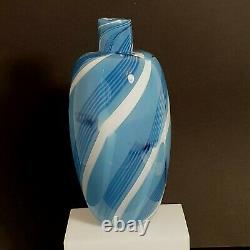CHARLIE MEAKER 1983 Studio Marbled Glass Bottle Vase Signed Vintage