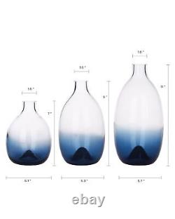 CONVIVA Glass Vase Set Table Centerpieces Art Glass Flower vases Modern Blue