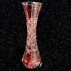 Caesar Crystal Bohemiae Czech Hand Cut Lead Over 24% Crystal Bud Vase 8T 2.25W
